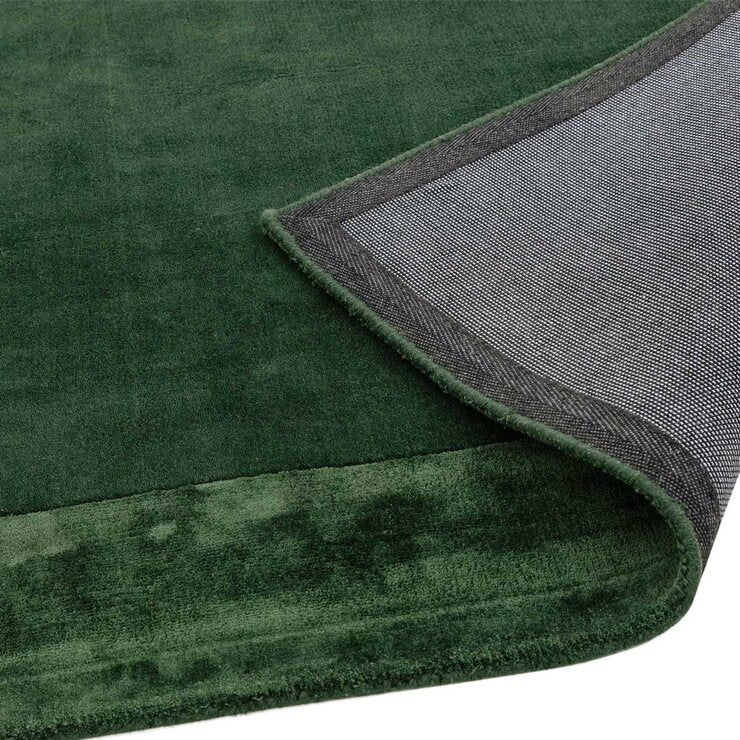Asiatic green hand woven wool viscose rug - British product