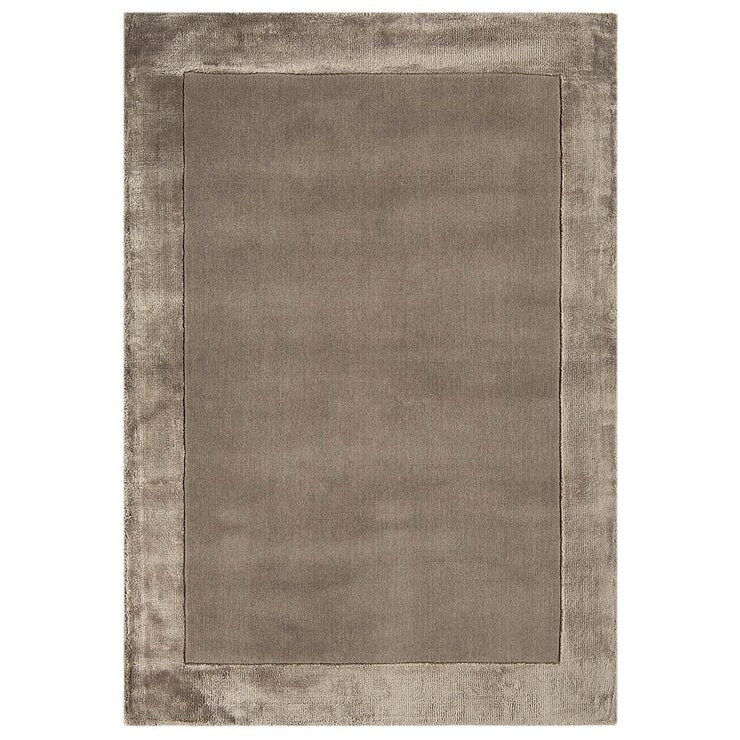 Asiatic taupe rug wool viscose blend handwoven, imported from the UK
