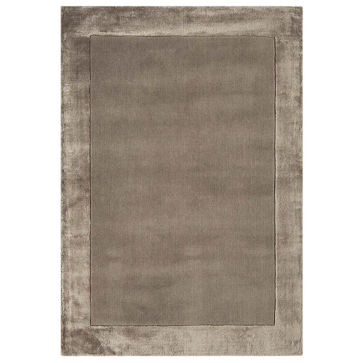Asiatic taupe rug wool viscose blend handwoven, imported from the UK
