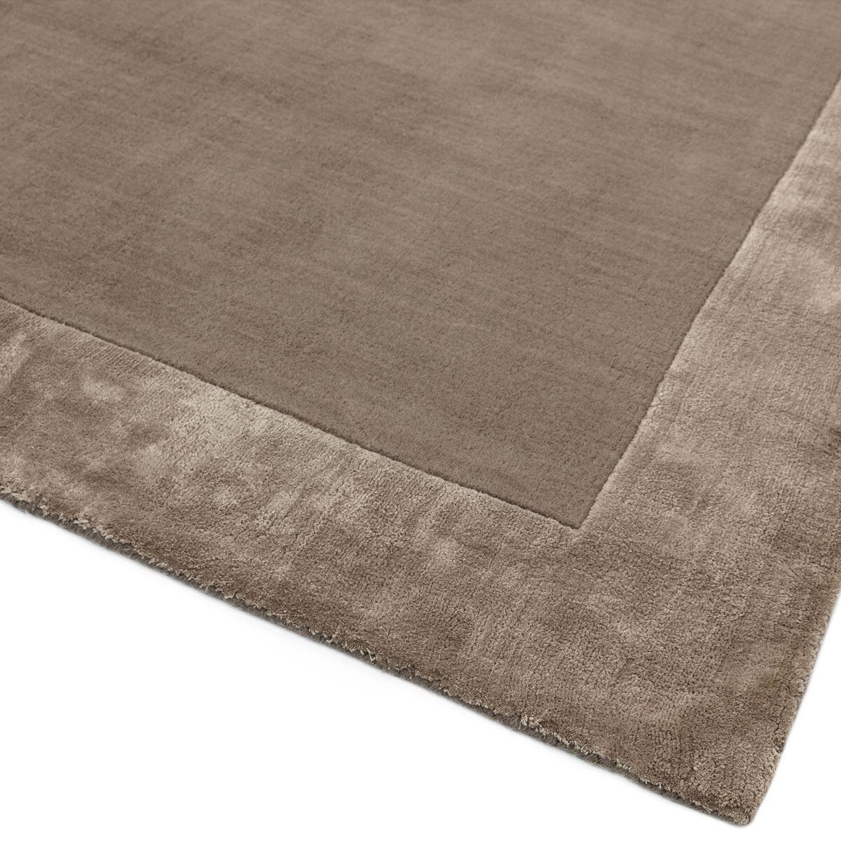Asiatic taupe rug wool viscose blend handwoven, imported from the UK