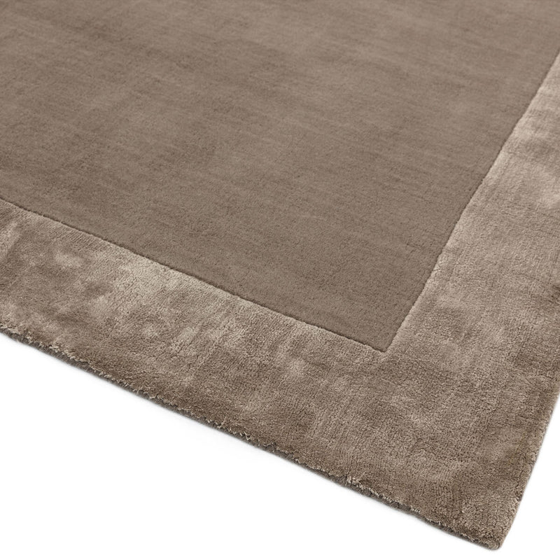 Asiatic taupe rug wool viscose blend handwoven, imported from the UK