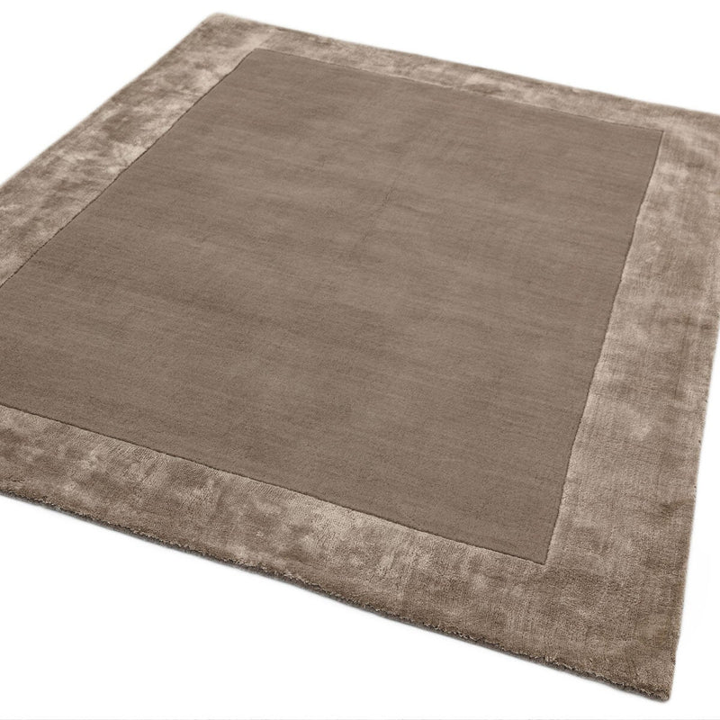 Asiatic taupe rug wool viscose blend handwoven, imported from the UK