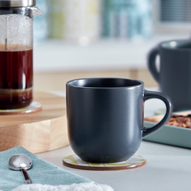 Habitat charcoal stoneware mugs set of 4, imported from the UK