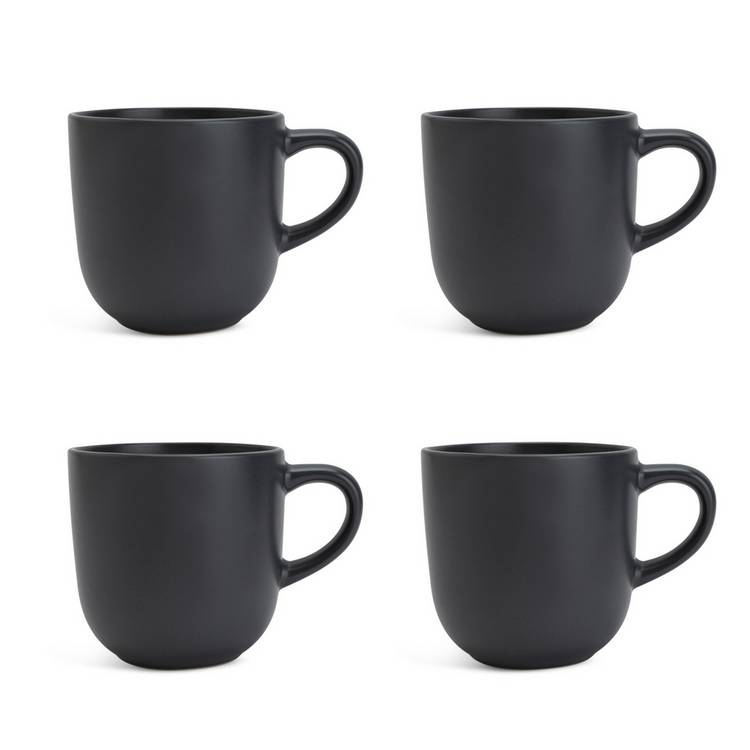 Habitat charcoal stoneware mugs set of 4, imported from the UK