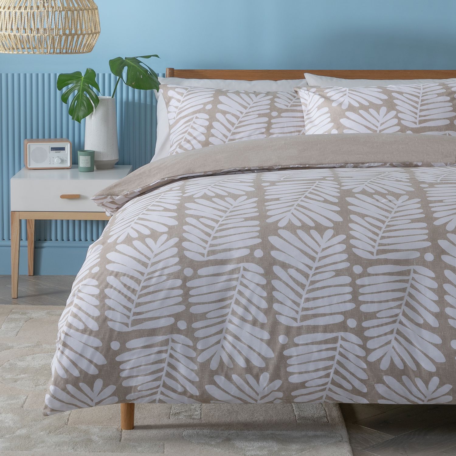 Habitat cotton bedding set single duvet cover brown foliage (British brand)