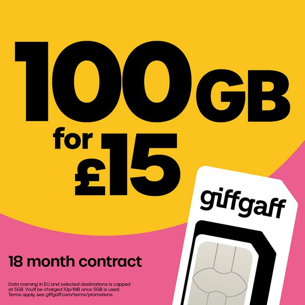 giffgaff 100GB SIM card, UK version