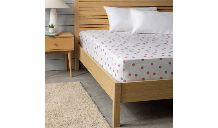 Argos Home pink spotted fitted sheet single, UK version