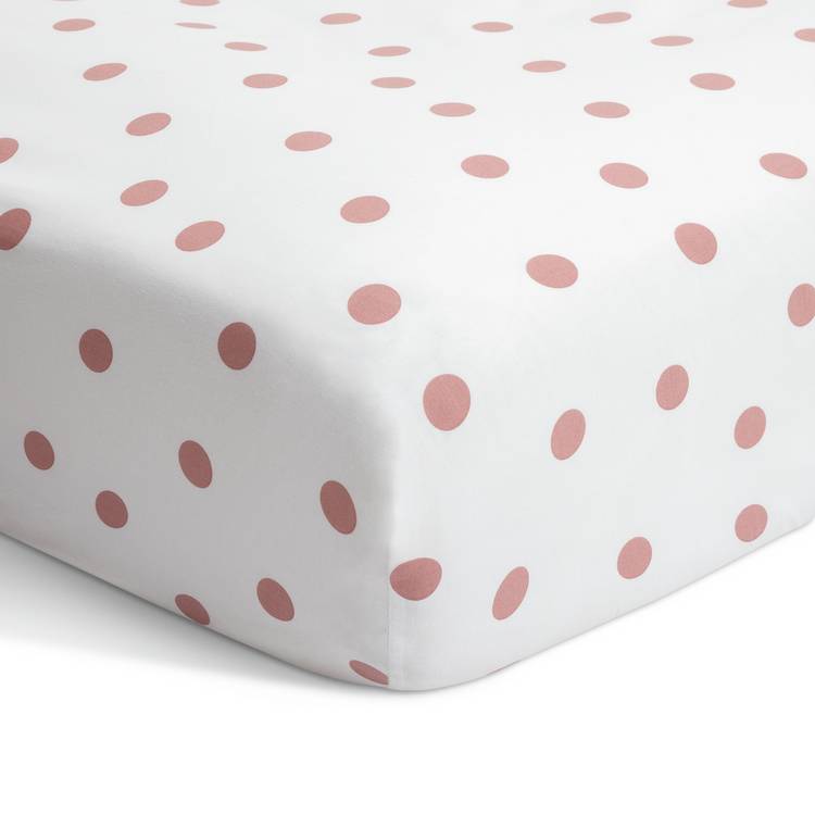 Argos Home pink spotted fitted sheet single, UK version
