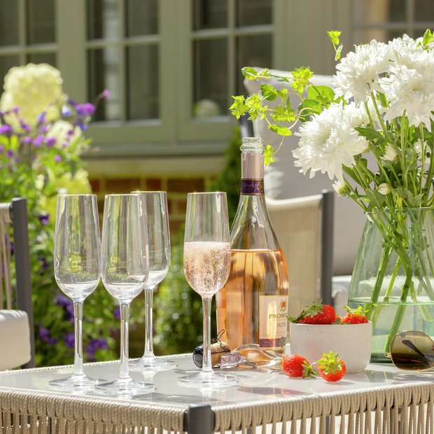 Habitat plastic gold rim prosecco glasses pack of 4, UK version