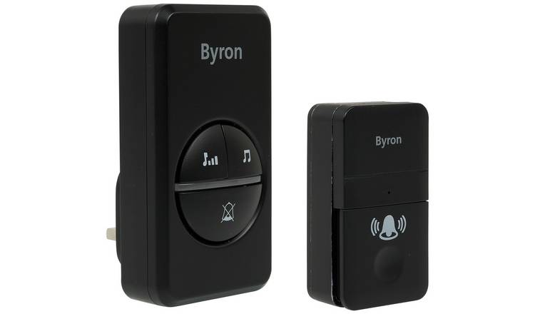 Byron black wireless plug-in doorbell 100m, UK version