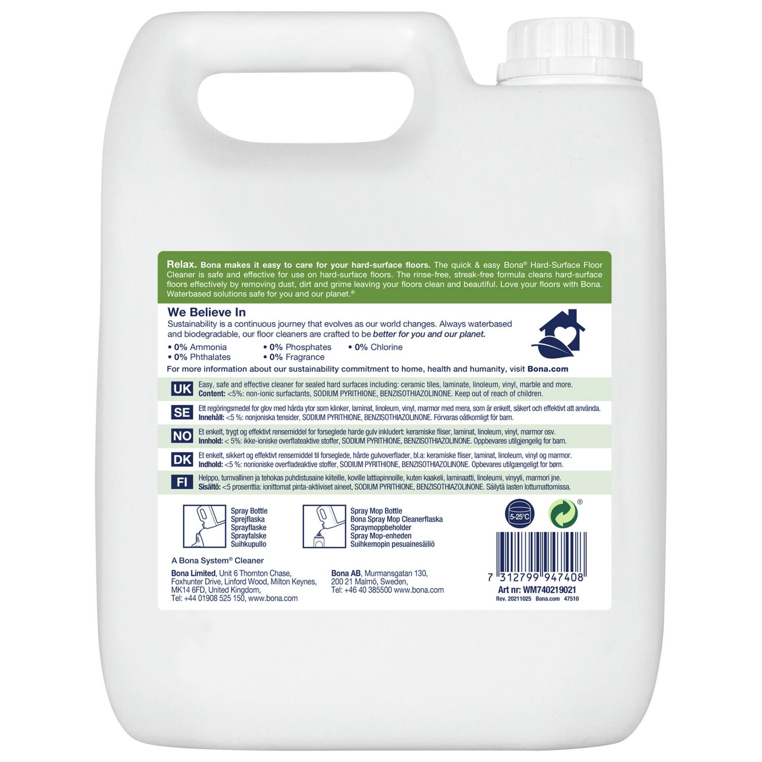 Bona floor cleaner refill 4L - British product