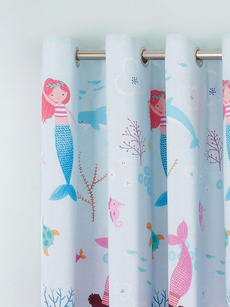 Catherine Lansfield blue mermaid reversible curtains 168x183cm - British product