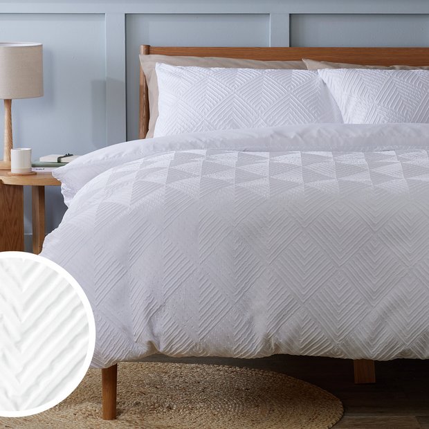 Argos Home textured white bedding set single - British product