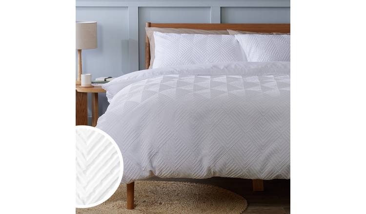 Argos Home textured white bedding set single - British product