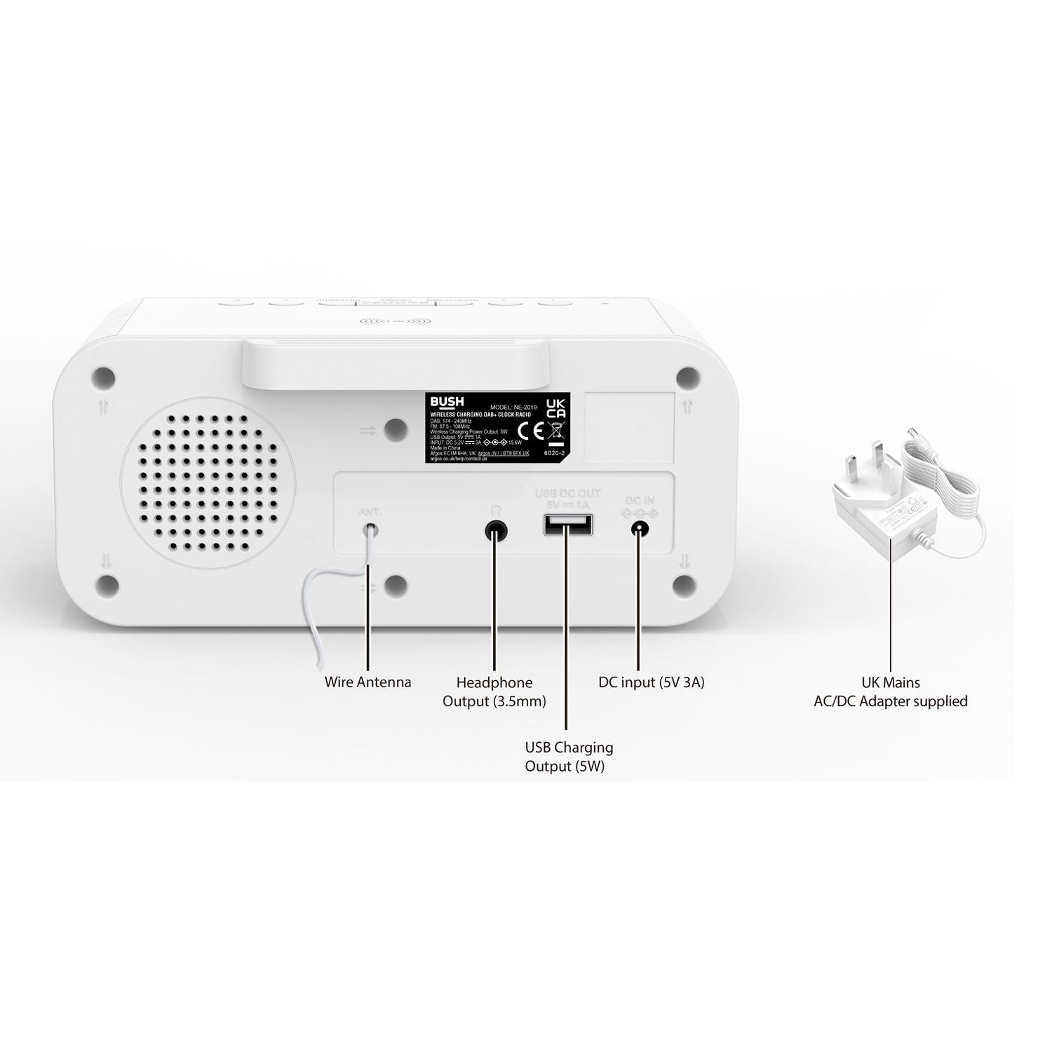Bush DAB clock radio white - British product