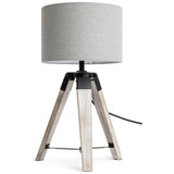 Argos Home Lyle 46cm wooden tripod table lamp grey, imported from the UK