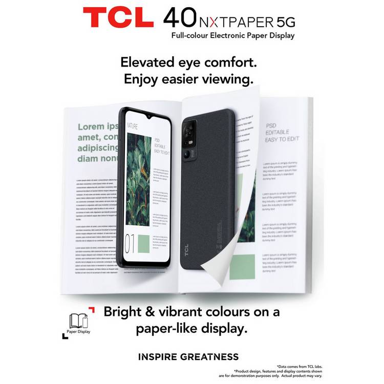 TCL smartphone 40 NXTPAPER 5G black 256GB, imported from the UK