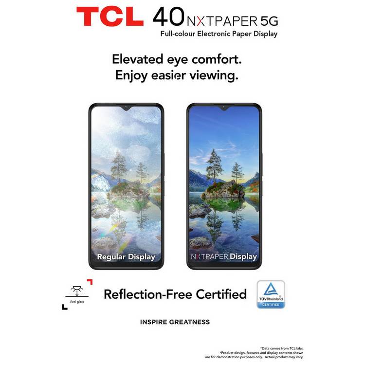 TCL smartphone 40 NXTPAPER 5G black 256GB, imported from the UK