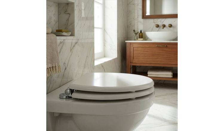 Croydex Lugano moulded wood toilet seat white (British brand)