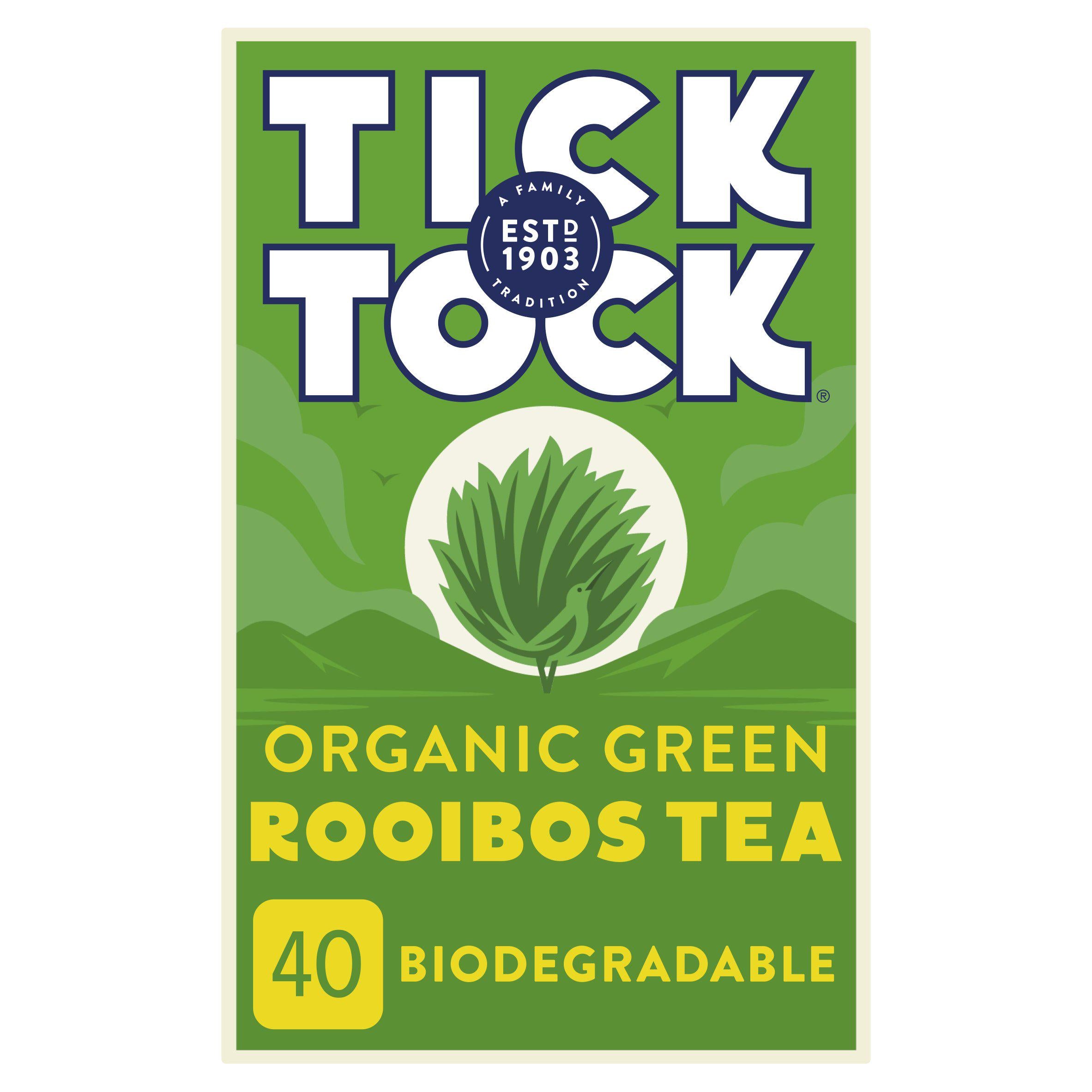 Tick Tock Organic Green Rooibos Tea 40 Biodegradable Bags 72g All tea Sainsburys   