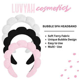 LUVYAH Bubble Spa Headband terry cloth black, imported from the UK