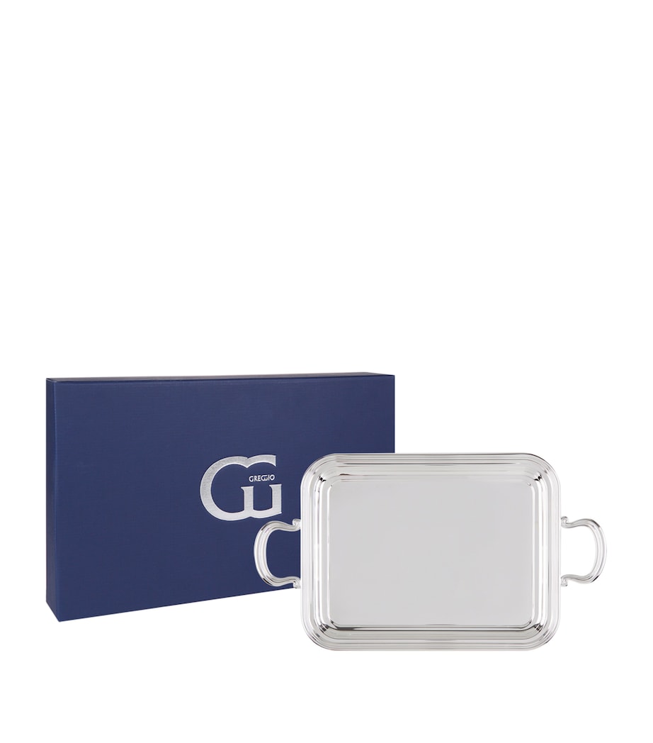 Greggio silver-plated Georgian tray with handles 33.5cm x 20.5cm, UK version