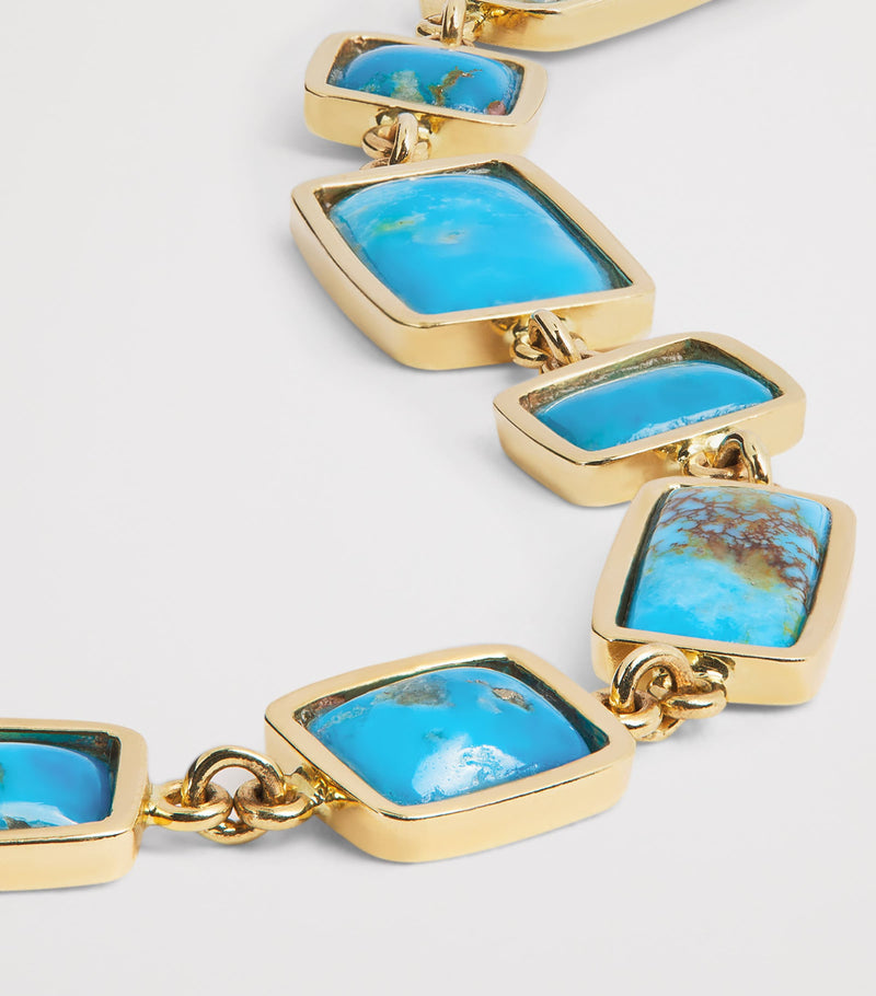 Jacquie Aiche yellow gold turquoise bezel bracelet, imported from the UK
