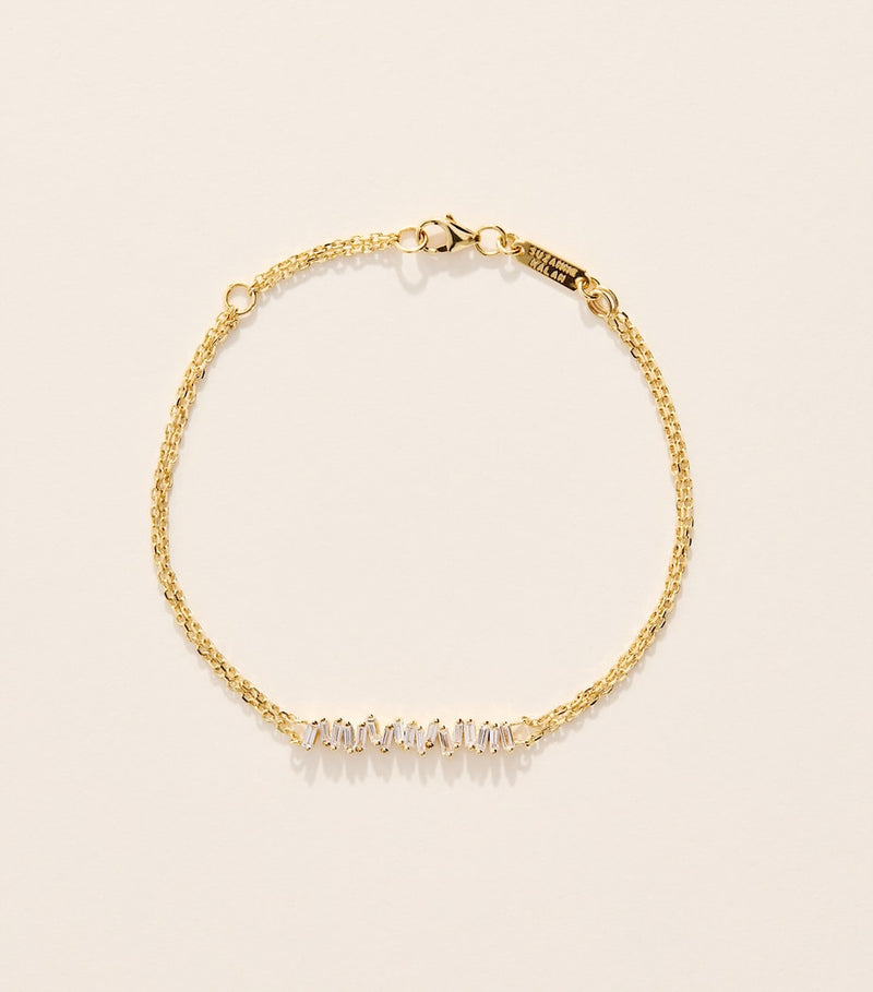 Suzanne Kalan yellow gold diamond classic bar bracelet - British product