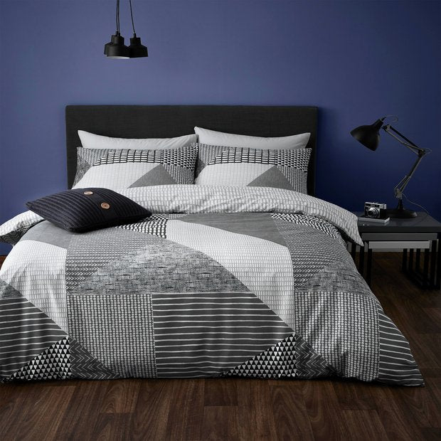 Catherine Lansfield bedding set Geo Grey White single - British product