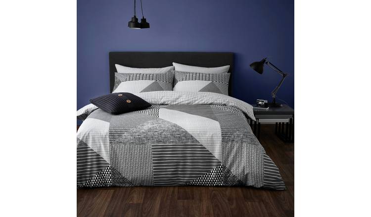Catherine Lansfield bedding set Geo Grey White single - British product