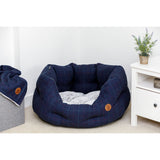 Petface midnight blue tweed oval dog bed medium - British product