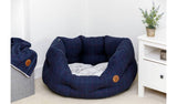 Petface midnight blue tweed oval dog bed medium - British product