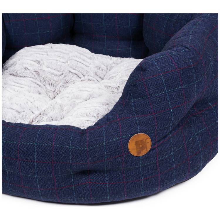 Petface midnight blue tweed oval dog bed medium - British product