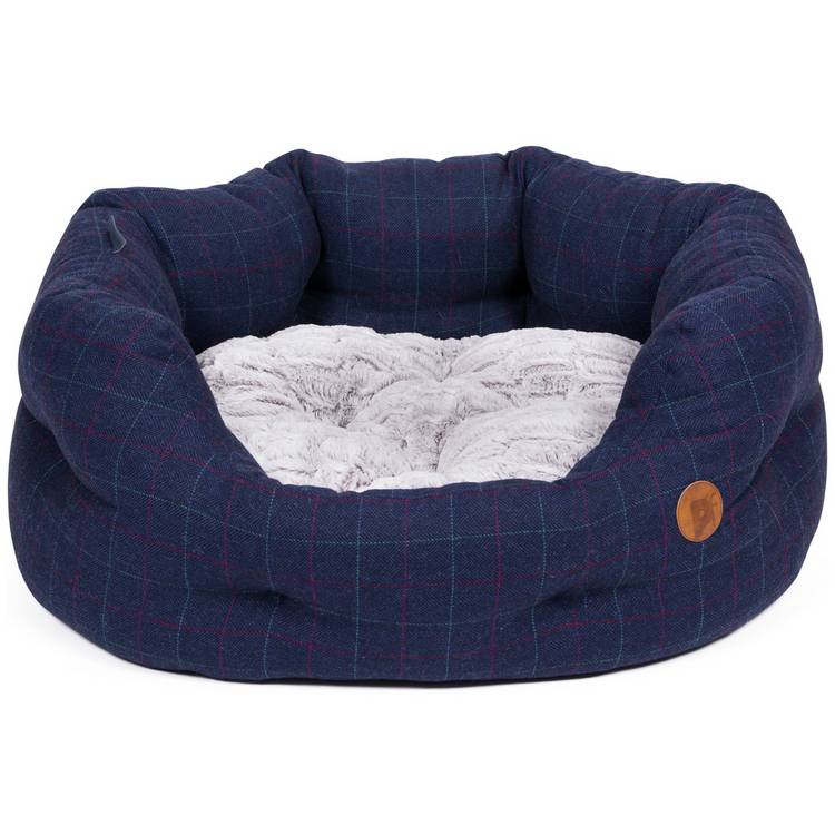 Petface midnight blue tweed oval dog bed medium - British product