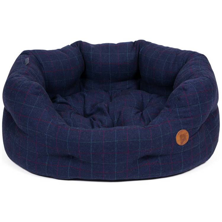 Petface midnight blue tweed oval dog bed medium - British product