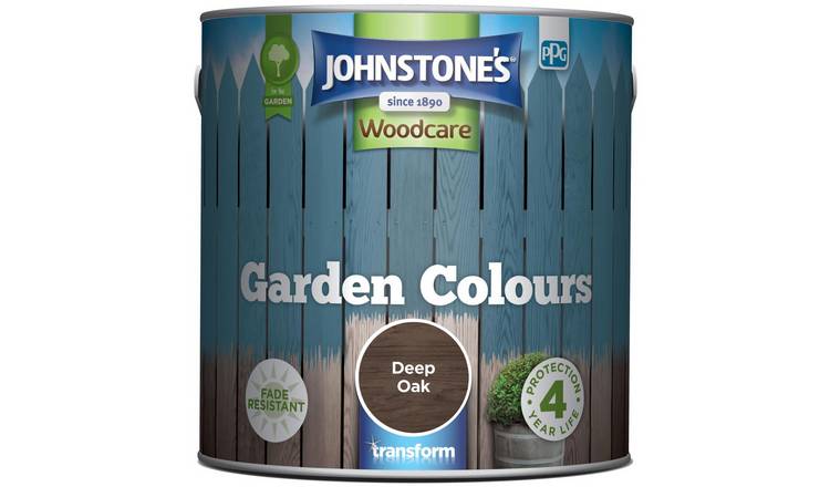 Johnstone's garden paint Deep Oak 2.5L, imported from the UK