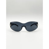SVNX wrap racer sunglasses black star hinge detail - British product