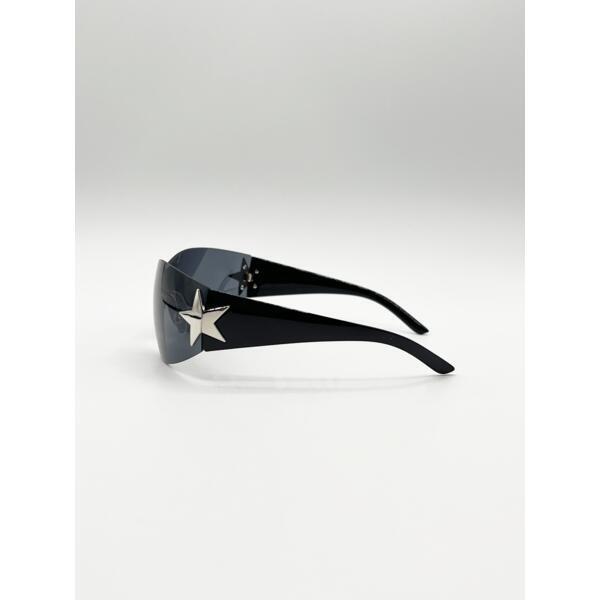 SVNX wrap racer sunglasses black star hinge detail - British product