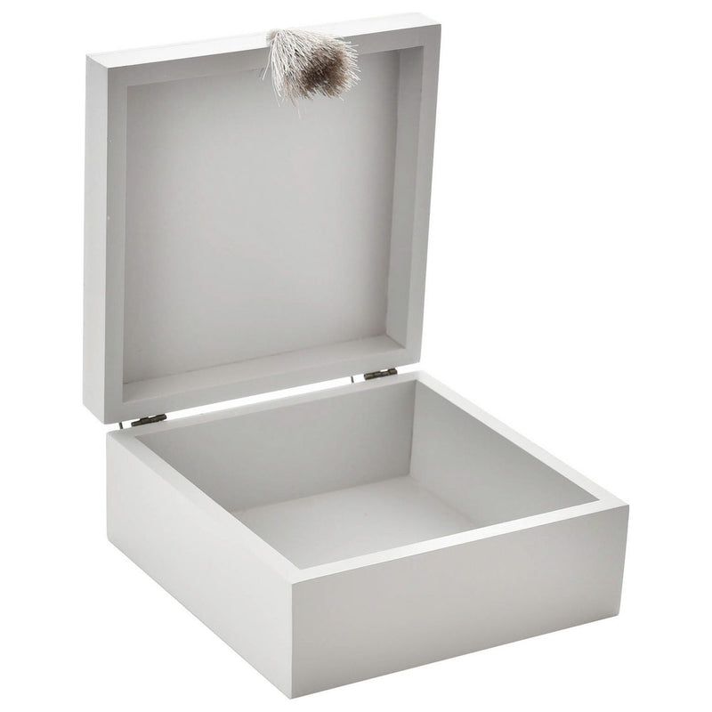 Bambino white wooden keepsake box with silver moon wording, imported from the UK