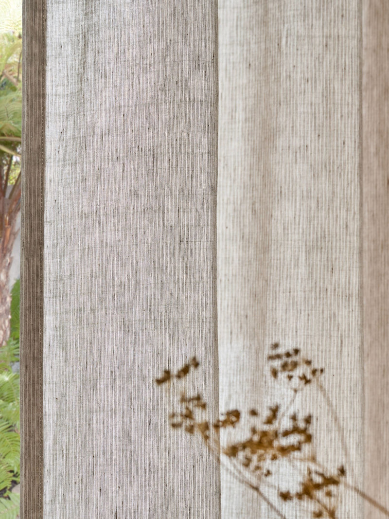 French Connection natural linen stripe eyelet curtain - British product