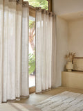 French Connection natural linen stripe eyelet curtain - British product