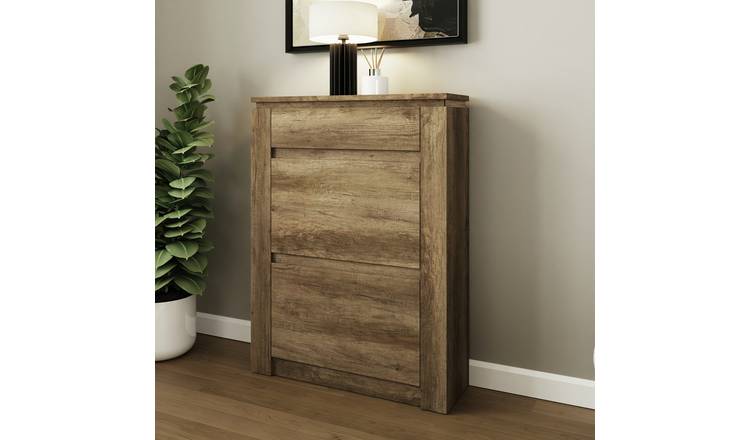 GFW Canyon shoe storage cabinet oak finish (British brand)