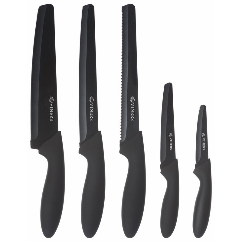Viners 6 piece squared tip knife block set - British product