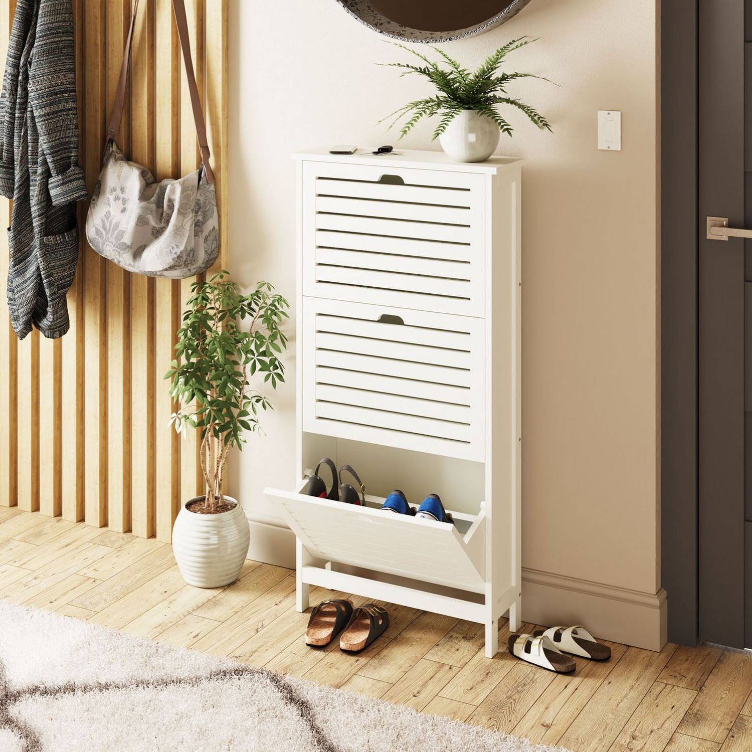 GFW Bergen shoe storage cabinet white, UK version