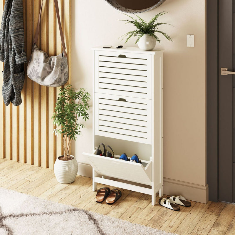 GFW Bergen shoe storage cabinet white, UK version