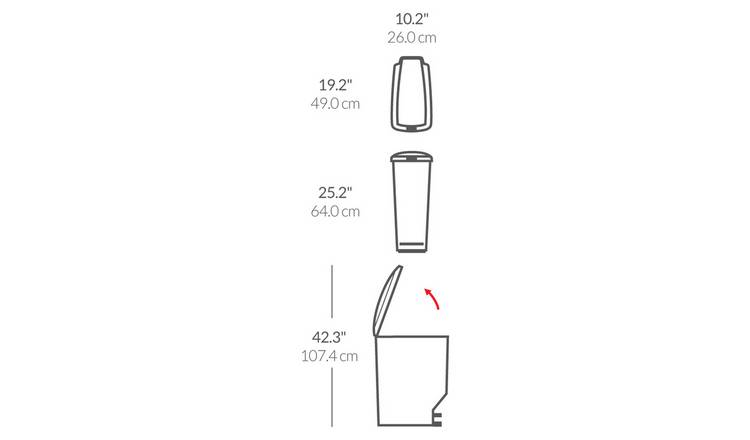 Simplehuman grey slim pedal bin 40L (British brand)
