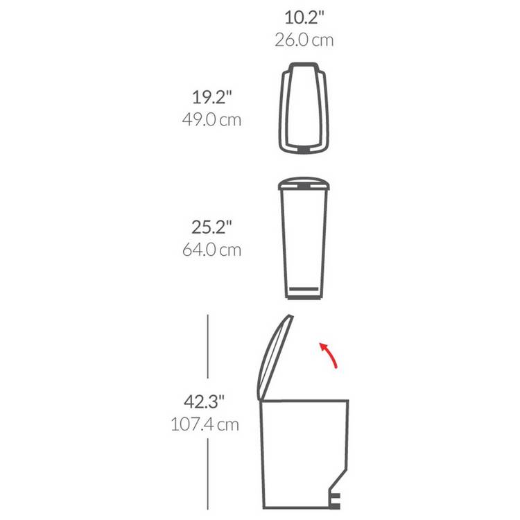 Simplehuman grey slim pedal bin 40L (British brand)