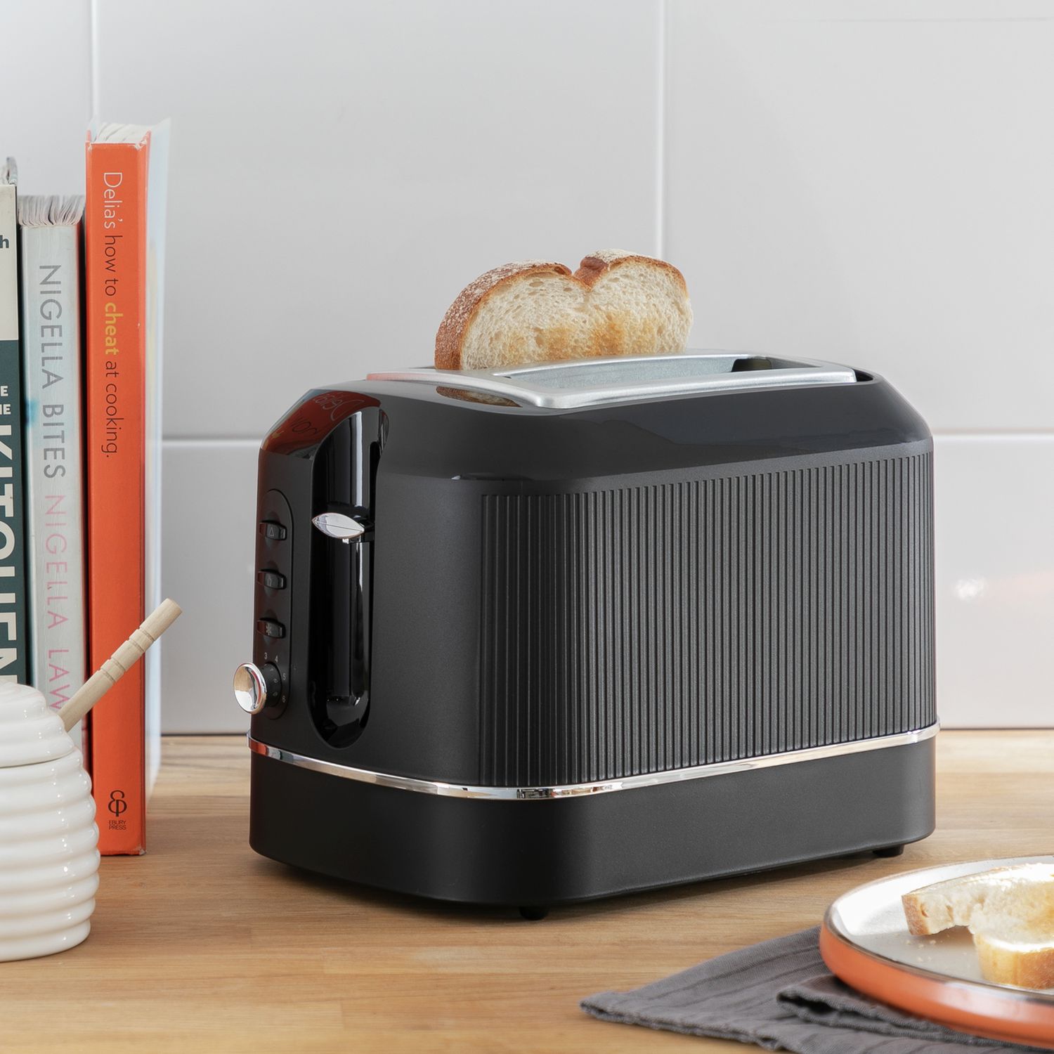 Cookworks Texture Tilly 2 slice toaster black - British product