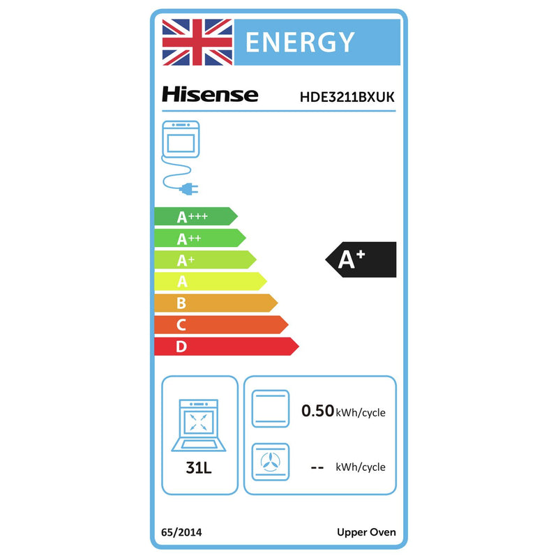 Hisense HDE3211BXUK 60cm Double Oven Electric Cooker-S/Steel