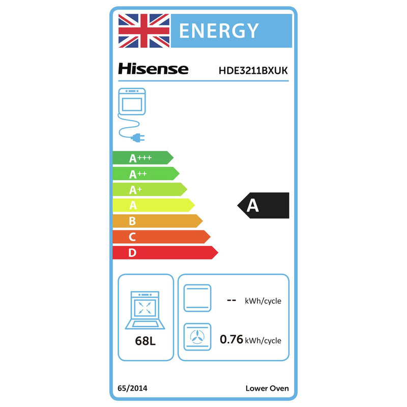 Hisense HDE3211BXUK 60cm Double Oven Electric Cooker-S/Steel